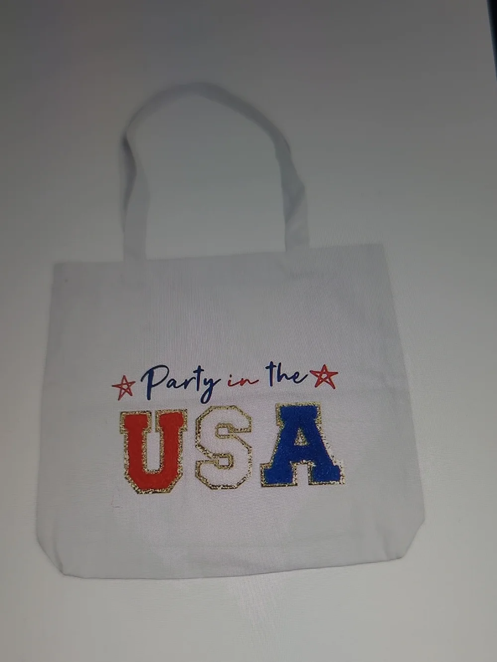 Unbranded White Canvas 'Party in the USA' Tote Bag - Red, White & Blue
